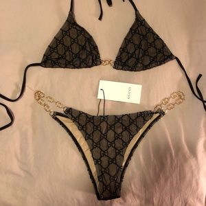 Gucci Black Mesh Bikini Set